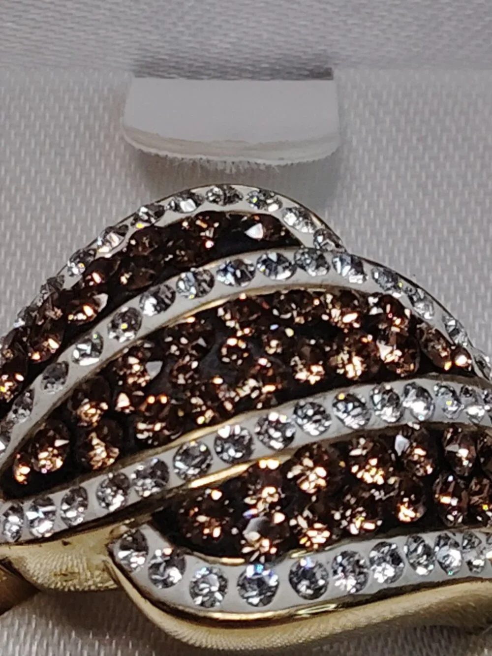Vintage 8K Gold Electroplated Chocolate Rhinestone Ring • Size 6.5 • NIB